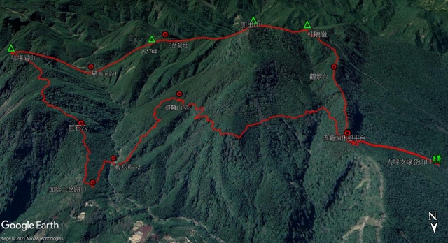 杜鵑嶺、加里山、哈堪尼山、加里山步道（主線＋大坪支線）大O型走圖.jpg - 杜鵑嶺、加里山、哈堪尼山、加里山步道（主線＋大坪支線）大O型走20210507